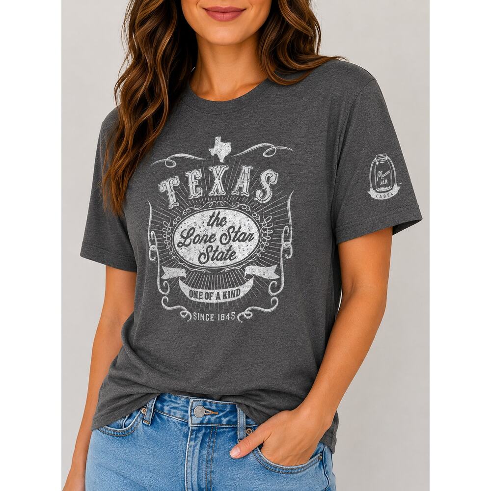Mason Jar Label Texas Lone Star State Graphic Tee Unisex Medium